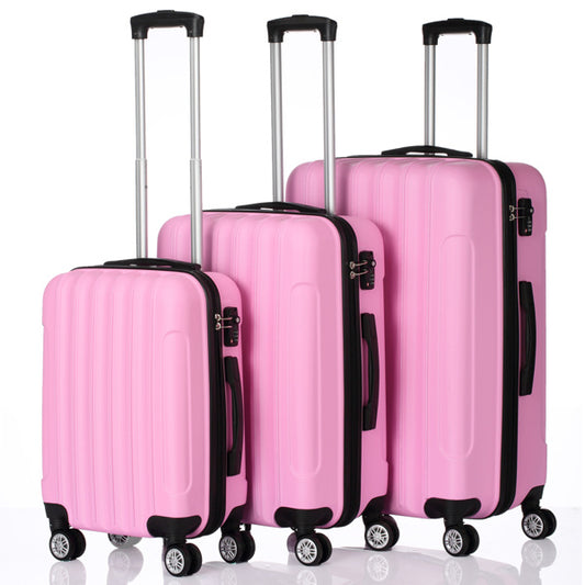 3-Piece Pink Luggage Set – Stylish Lightweight Suitcases with Spinner Wheels