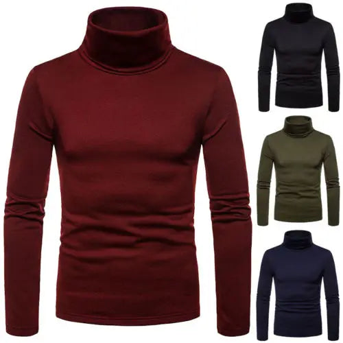 Autumn Winter Men’s Slim Fit Turtleneck Sweater – Thermal, Stretch, Casual Pullover