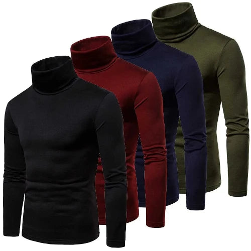 Autumn Winter Men’s Slim Fit Turtleneck Sweater – Thermal, Stretch, Casual Pullover