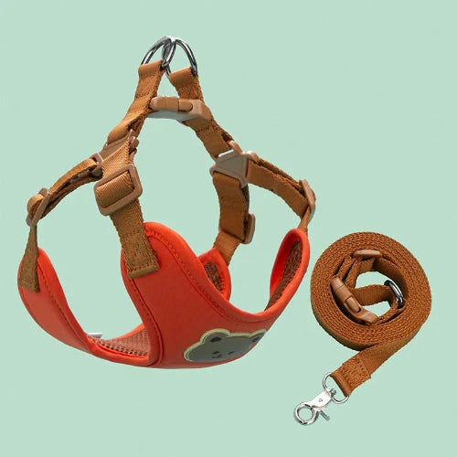 Breathable Pet Harness & Leash Set – Adjustable Vest for Small Dogs & Cats (French Bulldog, Chihuahua, Puppy)