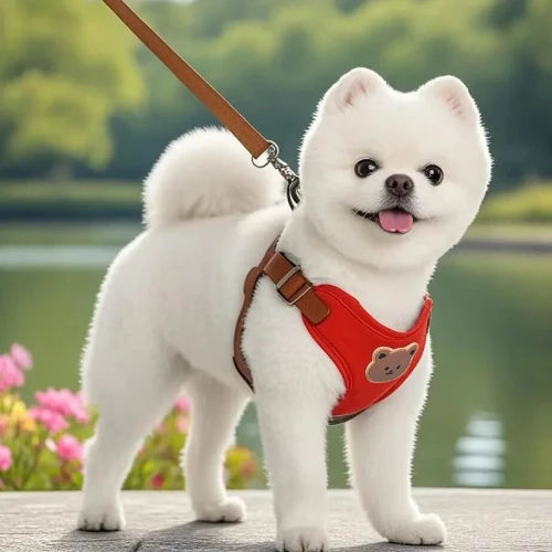 Breathable Pet Harness & Leash Set – Adjustable Vest for Small Dogs & Cats (French Bulldog, Chihuahua, Puppy)