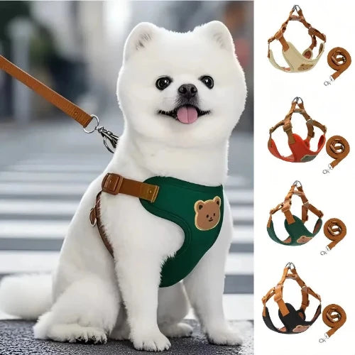 Breathable Pet Harness & Leash Set – Adjustable Vest for Small Dogs & Cats (French Bulldog, Chihuahua, Puppy)